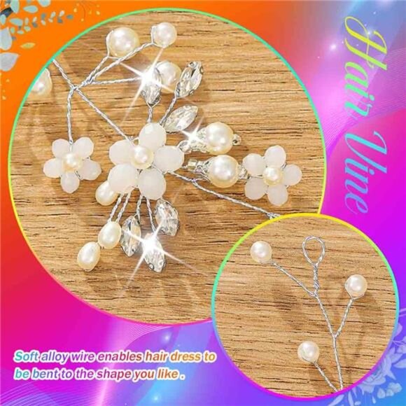 Flower Bride Wedding Hair Vine Crystal Bridal Headbands Flower Girls Headpiece - Picture 5 of 8